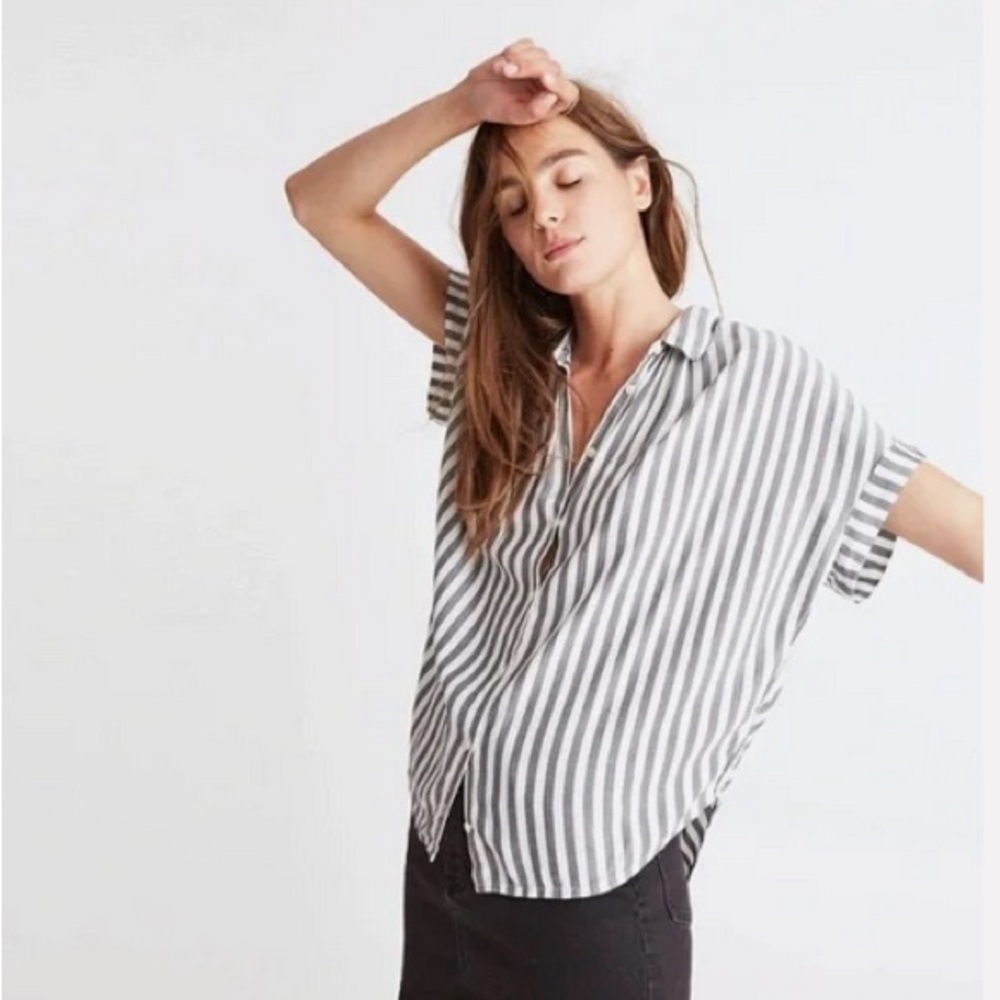 MADEWELL CENTRAL STRIPE Gray/ White Women's button down shirt. Perfect condition